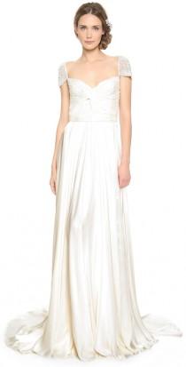 wedding photo - Reem Acra Twist Front Gown with Jeweled Sleeves