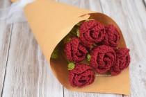 wedding photo - Paper Wrapped Romance Rose Crochet Bridal Bouquet: home decor, gift, valentines gift, wedding bouquet, party decor, decoration, hand bouquet