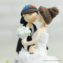 wedding photo - Baseball mania custom wedding cake topper gift Decoration - Forever as One