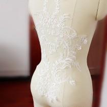 wedding photo - Ivory Bridal Lace Applique, Vintage Style Wedding Gown Applique