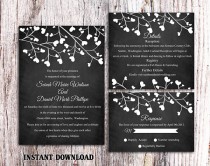 wedding photo -  DIY Wedding Invitation Template Set Editable Word File Download Printable Chalkboard Wedding Invitation Black & White Heart Invitation