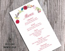 wedding photo -  Wedding Menu Template DIY Menu Card Template Editable Text Word File Instant Download Wreath Menu Floral Menu Printable Menu 4x7inch