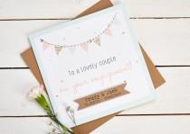 wedding photo - Engagement Card Personalised Pastel Bunting