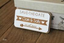 wedding photo - Save the date Magnets, eco wood magnet save the date by Oxee, Vintage rustic wedding, 2 layers solid wedding favor