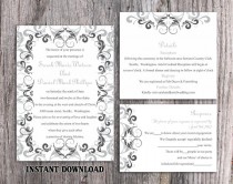 wedding photo -  DIY Wedding Invitation Template Set Editable Word File Instant Download Printable Invitation Gray Wedding Invitation Black Invitations