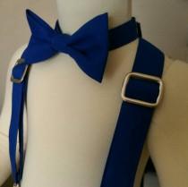 wedding photo - Royal blue  suspenders and bow tie set