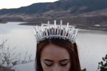 wedding photo - Ice Queen Quartz Crystal Crown, Wedding Diadem, Crystal Bridal Tiara, Mermais Crown