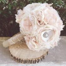 wedding photo - Blush Fabirc Bouquet , fabric flower bouquet, vintage fabric bouquet