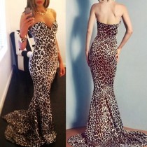 wedding photo - Sexy Long Prom Dress - Sweetheart Mermaid with Leopard