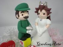 wedding photo - Custom Wedding Cake Topper--Prince and Princess Love with Circle Clear Base