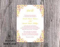 wedding photo -  DIY Wedding Invitation Template Editable Word File Instant Download Printable Coral Invitation Pink Yellow Invitation Elegant Invitation