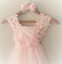 wedding photo - Pink Flower Girl Dress- Blush Pink  Flower Girl Dress-  Light Pink Birthday Girl Dress- Peagent Pink Dress Toddler- Girls