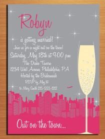 wedding photo - Customized Printable Bachelorette Party Invitations / Night Out on the Town DIY