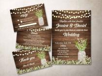wedding photo - Wedding Invitation Kit Printable, Rustic Wedding Invitation, Baby Breath Mason Jar Wedding Invite, Printable Wedding Invitation Suite