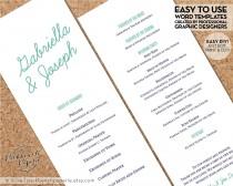 wedding photo - Printable Wedding Program Template - Aqua Quatrefoil - DIY Editable MS Word Template, Instant Download, Edit your text & Print at Home