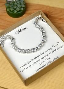 wedding photo - Personalized Bridesmaids Gift,Mother of the Groom Gifts,Bridal Party Gift,Bridal Party Jewelry,Wedding bracelet,Mom,Mother of the Bride Gift