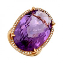 wedding photo -  Black Fridy SALE, 27.00 Carat Oval Amethyst & Diamond Halo 14k Rose Gold Cocktail Ring, Anniversary Gifts for Women, Cyber Monday Deals