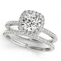 wedding photo - Round Halo Engagement Ring, Forever One Halo Engagement Ring, Moissanite Engagement Ring, Halo Diamond Ring, Diamond Halo Engagement Ring