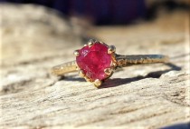 wedding photo - Art Deco 1920 Engagement Ring .50ct Natural Ruby Unique Engagement Ring Vintage Antique Engagement Ring 14k Yellow Gold