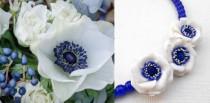 wedding photo - Blue Necklace, Flower Necklace, Wedding Jewelry, Minimal Necklace, Windflower, Anemone, Blue Jewelry, Flower Jewelry, Handmade Necklace