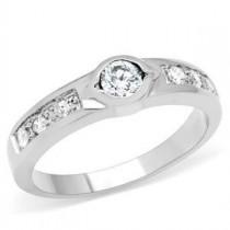 wedding photo - Sweetness and Light - Sparkling Icy White Cubic Zirconias Stainless Steel Comfort Fit Engagement Ring