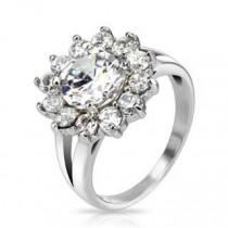 wedding photo - Sparkle Blossom - Cubic Zirconia's Flower Design Stainless Steel Engagement Ring