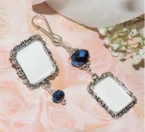wedding photo - His & hers set. Wedding bouquet photo charm and photo lapel pin. Wedding keepsakes. Gift for a couple. Something blue for a bride and groom