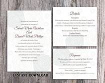 wedding photo -  DIY Wedding Invitation Template Set Editable Word File Instant Download Printable Silver Invitation Rose Invitation Gray Wedding Invitation