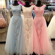 wedding photo -  Honorable Long Prom/Evening Dress - Lace A-Line Scoop Gown for Women from Dressywomen