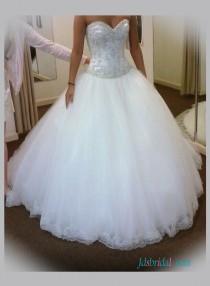 wedding photo -  White silvery beaded tulle princess wedding gowns