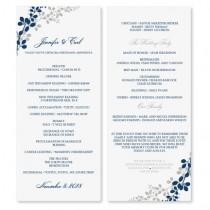 wedding photo - Wedding Program Template - Download Instantly - EDIT YOUR WORDING - Exquisite Vines (Navy & Silver) Tea Length - Microsoft Word Format