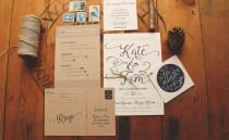 wedding photo - Rustic Navy and Kraft Wedding Invitation Set - Country Wedding Invites - Wedding - Printable or Printed - Kate
