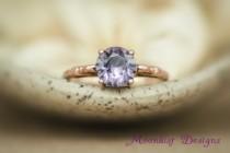 wedding photo - 14K Rose Gold Victorian Scroll Filigree Ring with Amethyst - Vintage-style Engagement Ring - Unique Light Purple Amethyst Promise Ring