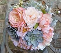 wedding photo - Salmon Succulent Bouquet