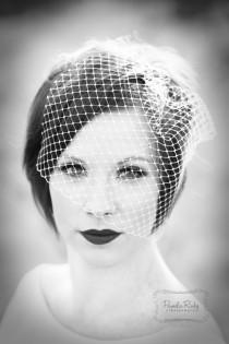 wedding photo - Birdcage veil, bridal birdcage, white ivory birdcage veil, veil birdcage, bridal head piece, couture bride, chic bride.
