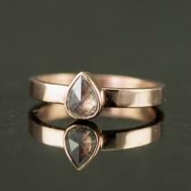 wedding photo - Rose Cut Diamond Engagement Ring - Pear Cut Raw Diamond Ring - Custom Made Ring
