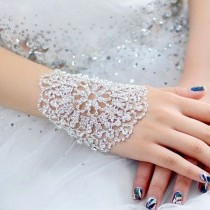 wedding photo - Silver Swarovski Preciosa Crystal Adjustable Rhinestone Bracelet Arm Armlet Bangle Bridal Wedding Jewelery Gift