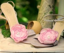 wedding photo - Pink Floral Shoe Clips. Ivory Pure White Olive Fuschia Silky Flower & Silver Beads. Summer wedding bride bridal couture, feminine bling glam