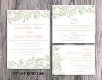 wedding photo -  DIY Wedding Invitation Template Set Editable Word File Instant Download Printable Invitation Olive Wedding Invitation Green Invitations