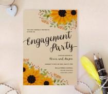 wedding photo - Sunflower engagement  invitations printed on kraft cardstock 
