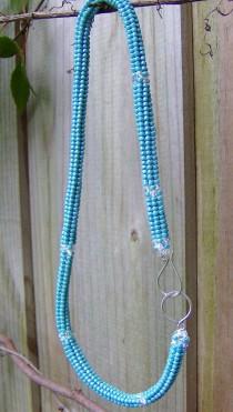 wedding photo - Bohemian turquoise herringbone necklace lights up your style as it shows off the Swarovski sparkle and effervescence of the turquoise beads