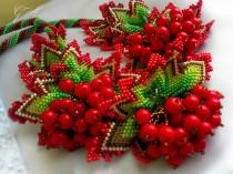 wedding photo - Jewelry Sets.bead necklace.beaded bracelet.beaded earrings.summer decoration.red necklace.Ukrainian beading.Red viburnum decoration.