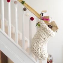 wedding photo - Chunky Knit White Christmas Stocking - Traditional white hand knitted christmas stocking - Scandinavian Christmas decoration