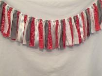 wedding photo - Christmas Garland/Red Fabric Garland/Silver Garland/Christmas Fabric Garland/Fireplace Decorations/Holiday Garland/Red and Silver Garland