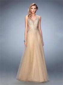 wedding photo -  Captivating Tulle with Sheer Plunging Neckline Open Back Prom Dress PD3308