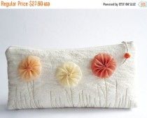 wedding photo - SALE 20% OFF Romantic Clutch for Bride, Unique Clutch for Bridesmaid, Ivory Wedding Purse with Flowers, Garden Wedding Purse, Mother Daughte