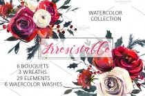 wedding photo -  Red Roses Watercolor Clipart Set