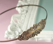 wedding photo - Bronze bridal headband brass floral romantic antique style victorian wedding hair accessory vintage inspired