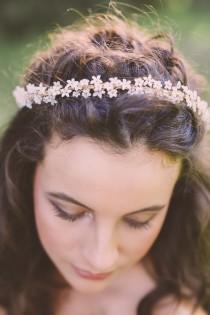 wedding photo - babys breath flower crown, bridal flower crown, wedding floral crown, floral headpiece, flower headpiece, bridal headband - PURITY