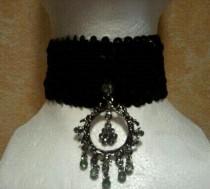 wedding photo - Victorian/Vintage/Steampunk Inspired Black Sequined Choker Bridal Wedding (Available in other colors)